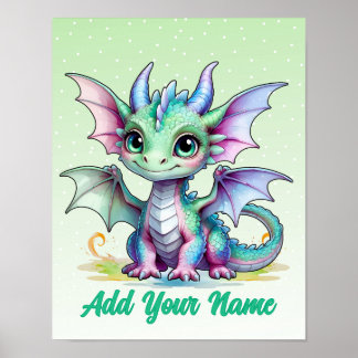 Drache mit kleinen Flügeln – Personalisierte Kinde Poster