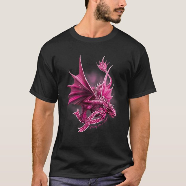 Drache mit Ribbon-Brustkrebs-Bewusstsein T-Shirt (Vorderseite)