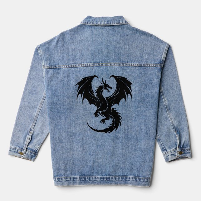 Drache mit schwarzer Farbe Jeansjacke (Rückseite)