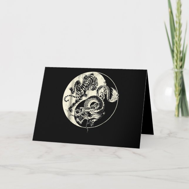 Drache mit Tiger Tattoo YIN und Yang Bestienkampf Karte (Vorderseite)