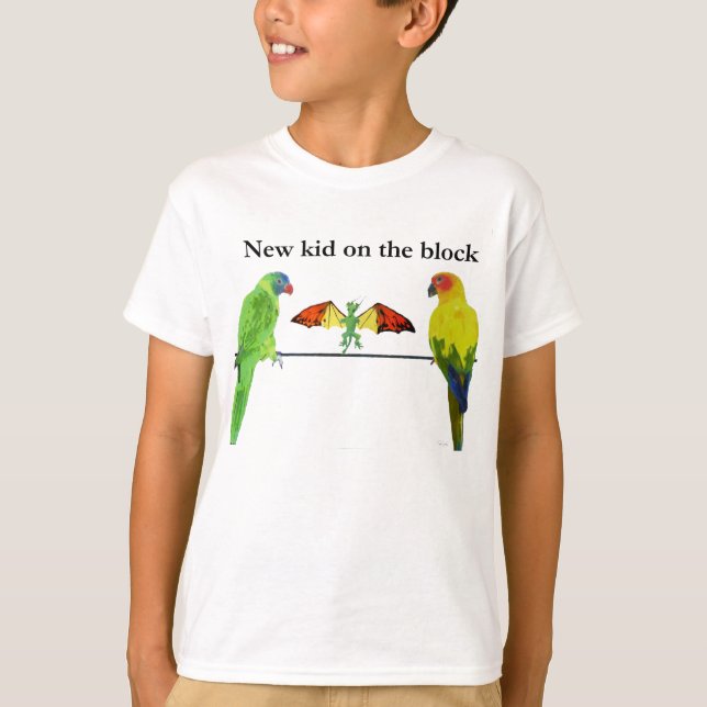 Drache mit Vögeln T-Shirt (Vorderseite)