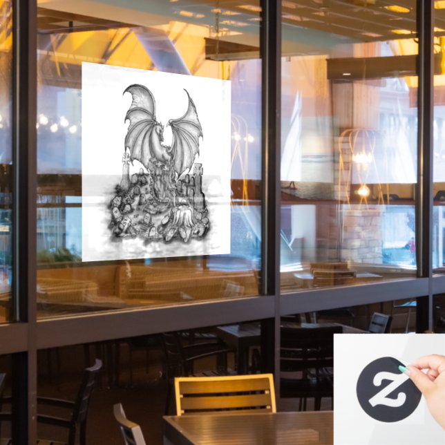 Drache mit Zombie Fensteraufkleber (Restaurantfenster)