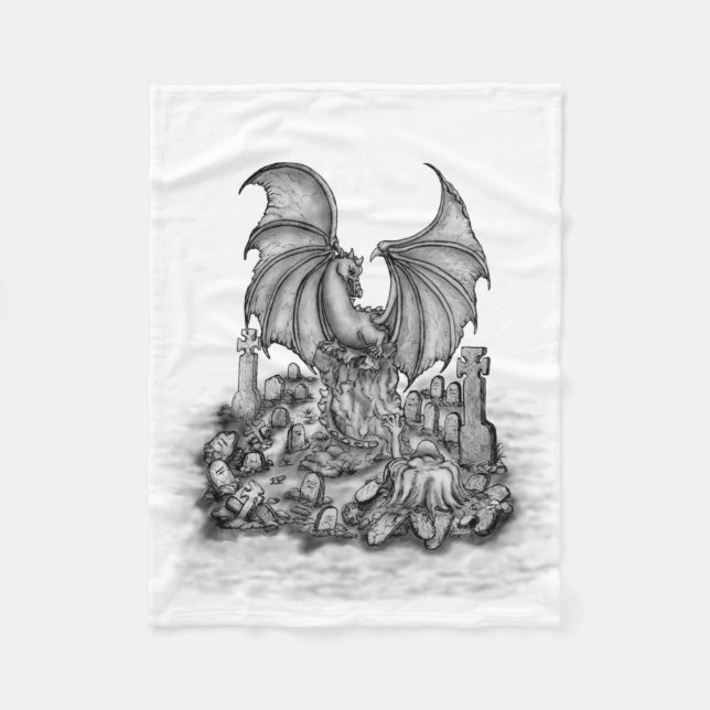 Drache mit Zombie Fleecedecke (Vorderseite)