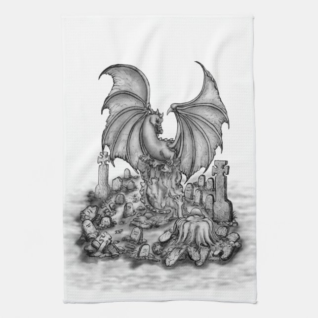 Drache mit Zombie Geschirrtuch (Vertikal)