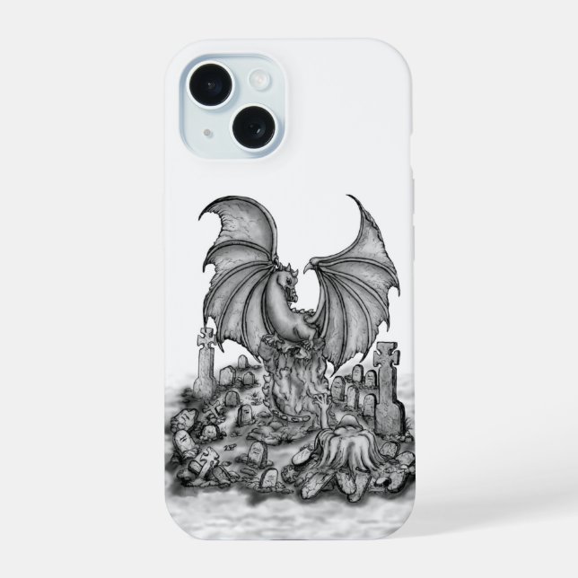 Drache mit Zombie iPhone 15 Hülle (Rückseite)