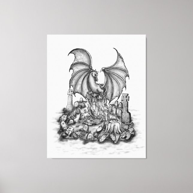 Drache mit Zombie Leinwanddruck (Vorderseite)
