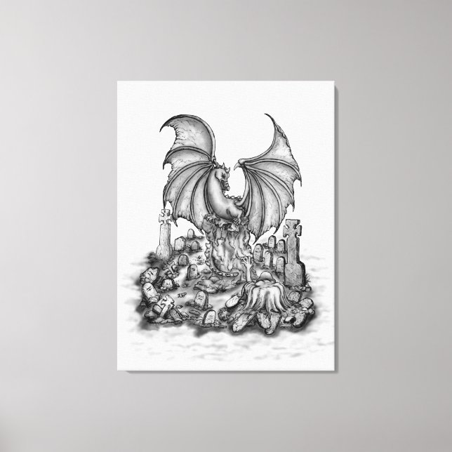 Drache mit Zombie Leinwanddruck (Vorderseite)