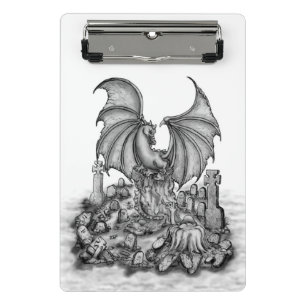 Drache mit Zombie Mini Klemmbrett