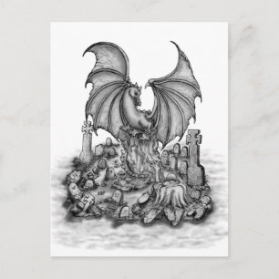 Drache mit Zombie Postkarte