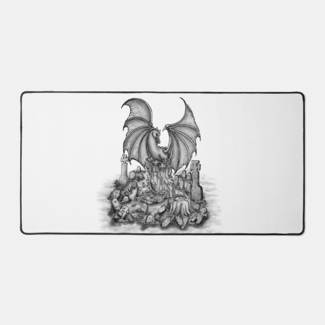 Drache mit Zombie Schreibtischunterlage (Vorderseite)