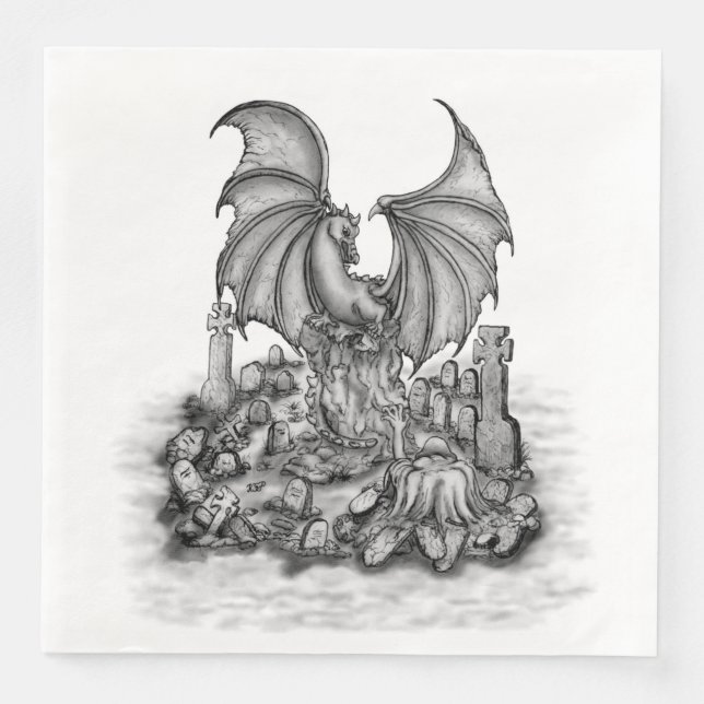 Drache mit Zombie Serviette (Vorderseite)
