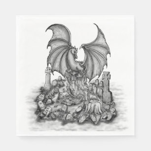 Drache mit Zombie Serviette