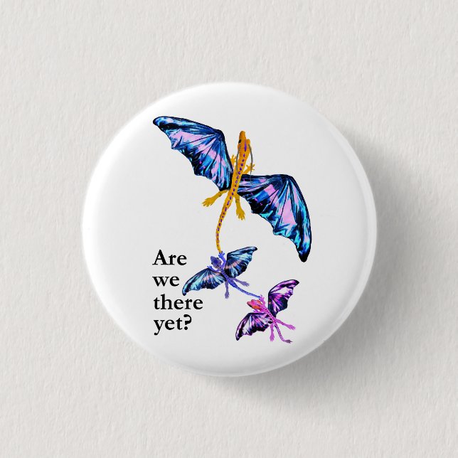 Drache mit zwei Kindern Button (Vorderseite)