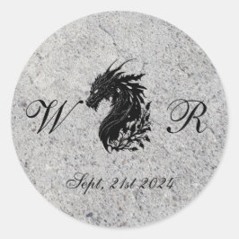 Drache, mittelalterlich runder aufkleber