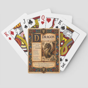Drache, mittelalterliche Bestiarien-Kunst Spielkarten