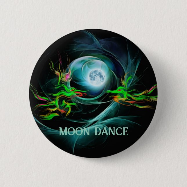 Drache Mond Tanz Button (Vorderseite)