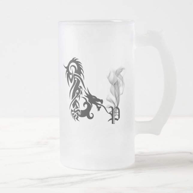 Drache-Monogramm P Mattglas Bierglas (Rechts)