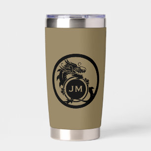 Drache Novelty Golfer Anfangsbuchstabe Geschenk Thermobecher