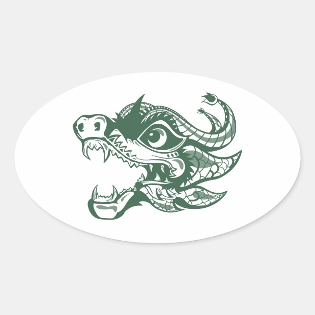 Drache Ovaler Aufkleber (Vorderseite)
