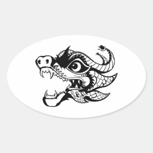 Drache Ovaler Aufkleber