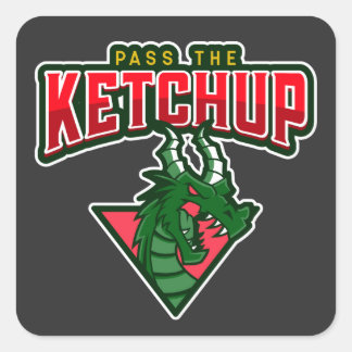 Drache: Pass auf den Ketchup auf Quadratischer Aufkleber