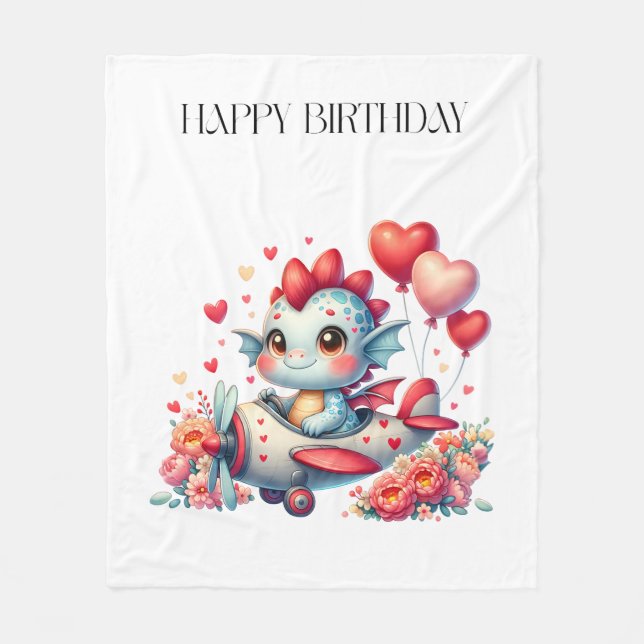 Drache Pilot Geburtstag Fleecedecke (Vorderseite)
