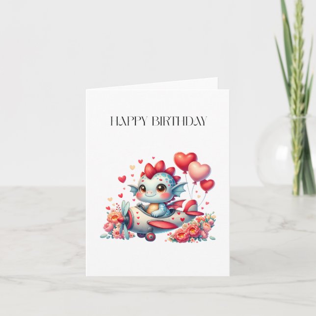 Drache Pilot Geburtstag Karte (Vorderseite)