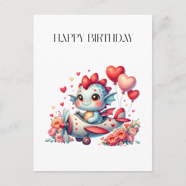 Drache Pilot Geburtstag Postkarte (Vorderseite)