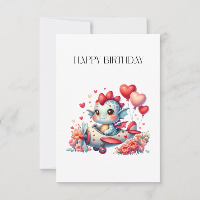 Drache Pilot Geburtstag RSVP Karte (Vorderseite)