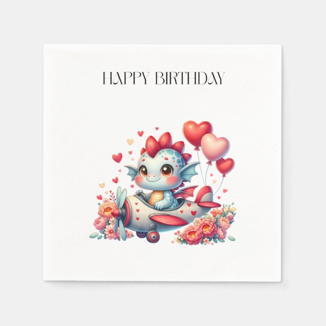 Drache Pilot Geburtstag Serviette (Vorderseite)