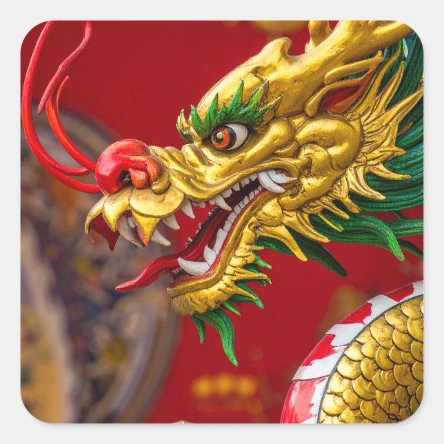 Drache Quadratischer Aufkleber (Vorderseite)