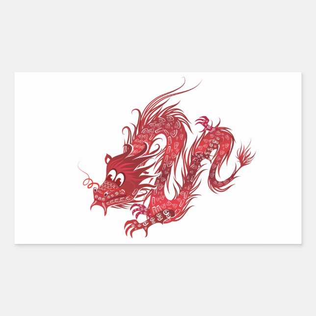 Drache Rechteckiger Aufkleber (Vorderseite)