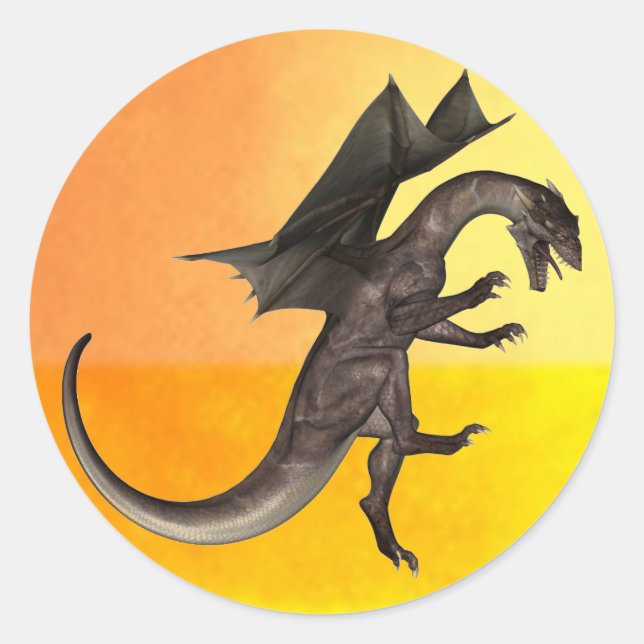 Drache Rund Aufkleber (Vorderseite)