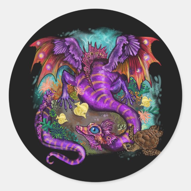 Drache Runder Aufkleber (Vorderseite)