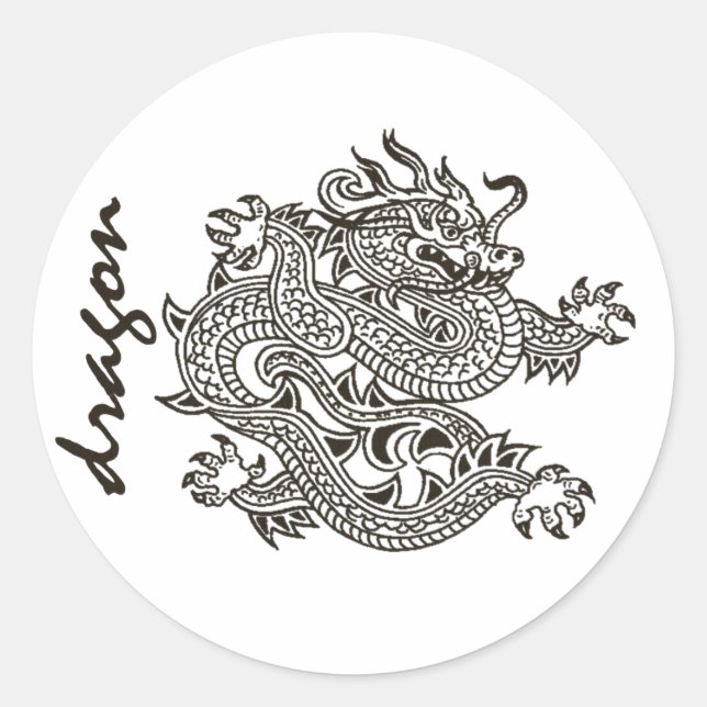 Drache Runder Aufkleber (Vorderseite)