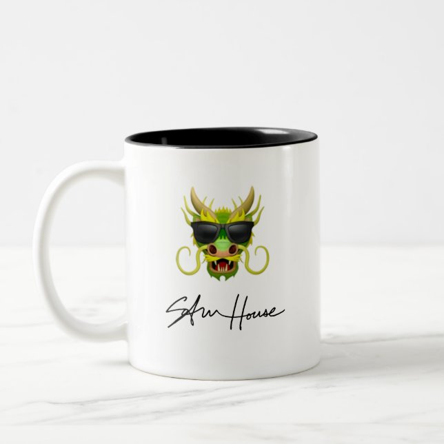 Drache-Sam-Haus Zweifarbige Tasse (Links)