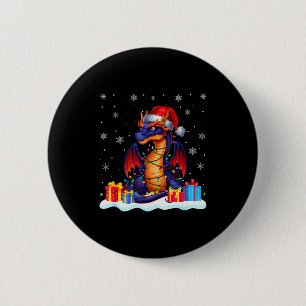 Drache Santa Hut Weihnachtsbaum Licht Xmas Pyjama  Button