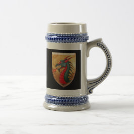 Drache-Schild auf Schwarzem Bierglas