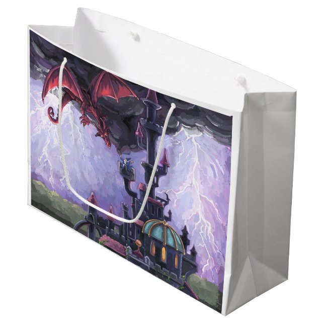 Drache-Schloss Große Geschenktüte (Vorderseite Schrägansicht)