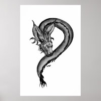 Drache Schwarz-Weiß-Design