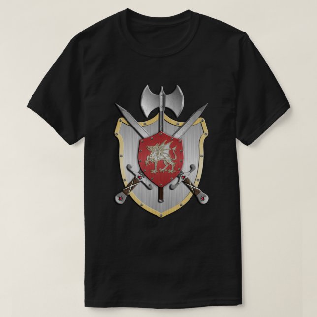 Drache Sigil Wappenkunde-Wappen T-Shirt (Design vorne)