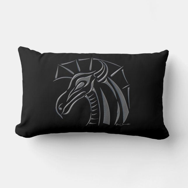 Drache (silber) Lumbalkissen Lendenkissen (Vorderseite)