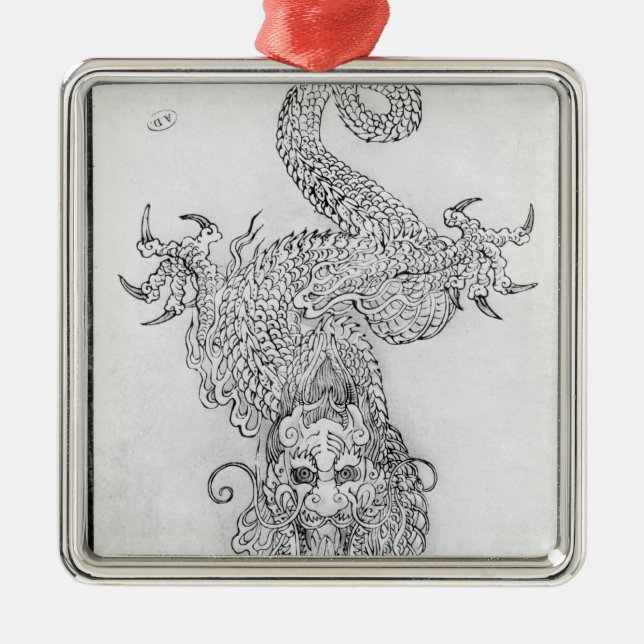 Drache Silbernes Ornament (Vorne)