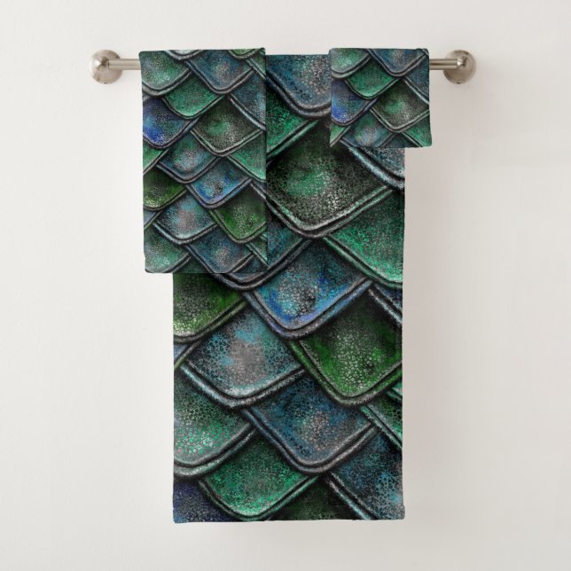 Drache-Skalen - Smaragd Badhandtuch Set (Insitu)