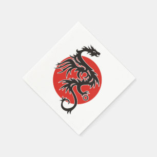 Drache Sun - schwarzes rotes Weiß + Ihre Ideen Serviette