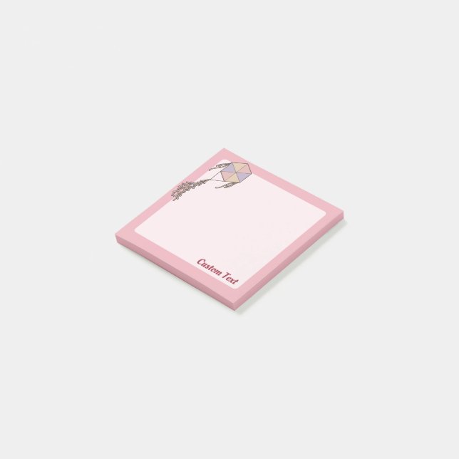 Drache-Symbol Pink Post-it Klebezettel (angewinkelt)