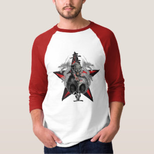 Drache-Tiger-Schädel-roter Stern-T - Shirt -