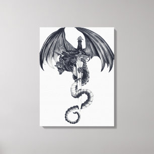 Drache u. Klinge ausgedehnter Leinwand-Druck Leinwanddruck