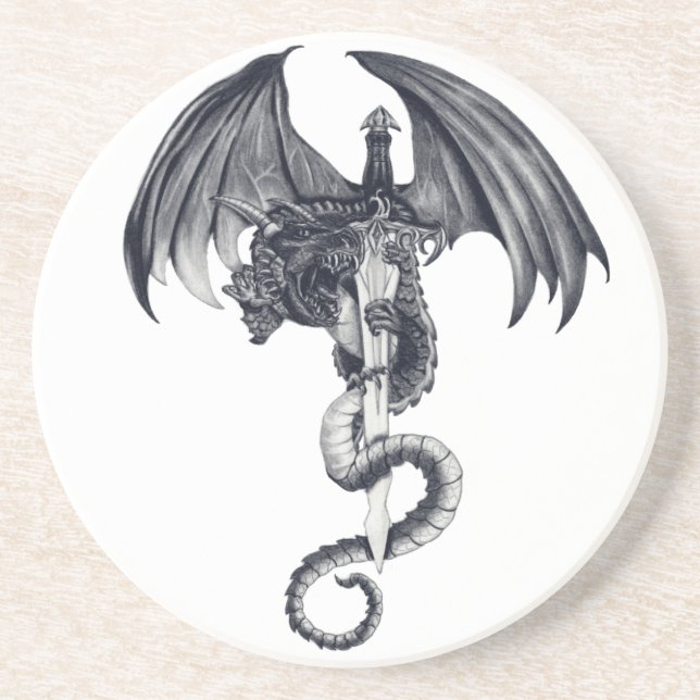 Drache-u. Klinge-Untersetzer Getränkeuntersetzer (Vorne)