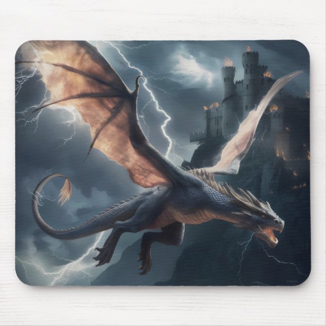 Drache über dem Schloss. Mousepad (Vorne)